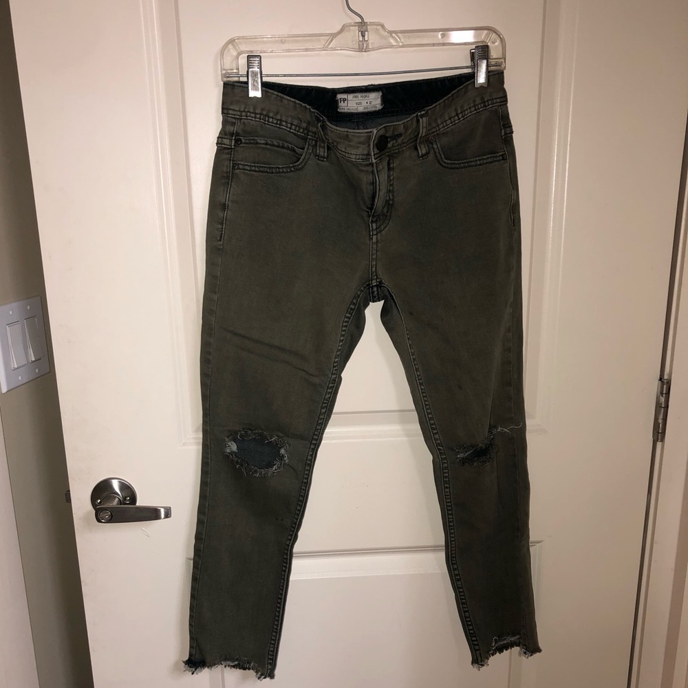 Free people Olive ripped jeans